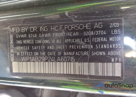 2004 Porsche Cayenne S z USA, uszkodzony, nr VIN WP1AB29P24LA60715